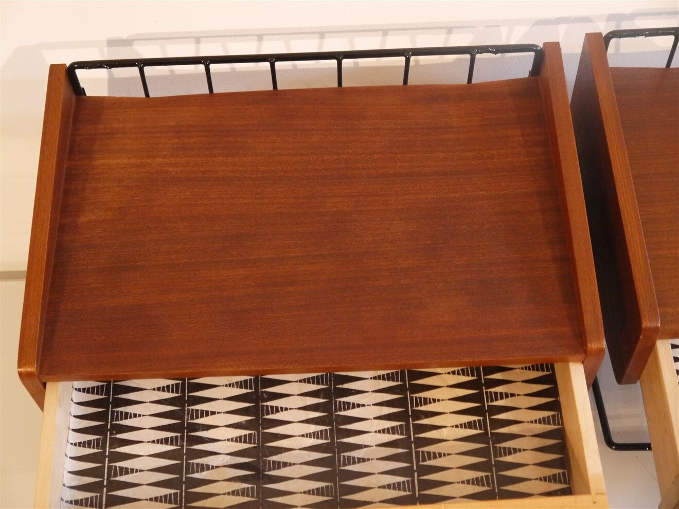 Pair of Scandinavian hanging bedside tables 1960