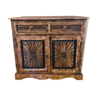 Carved oak wood sideboard