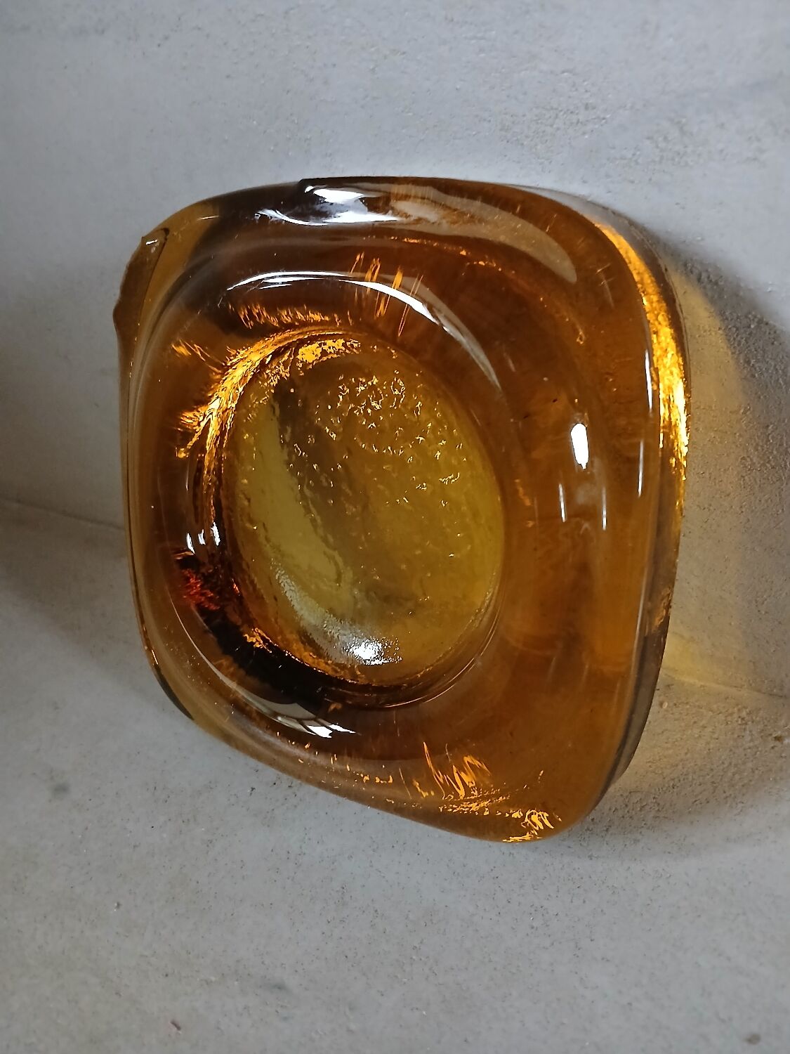 Vintage amber glass ashtray