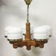 Lustre scandinave en pin & opaline par Jan Wickelgren pour Aneta Sweden, 1970s
