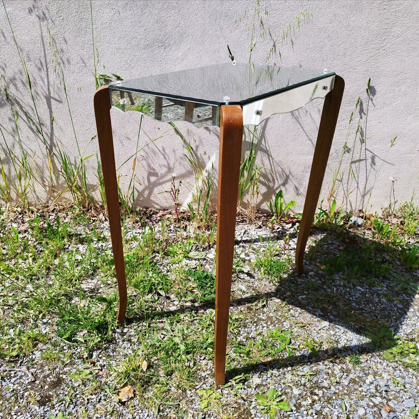 Table console art déco miroir pieds galbés vintage