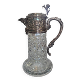 Important cut crystal wine carafe and solid silver 925/1000, Topázio house.