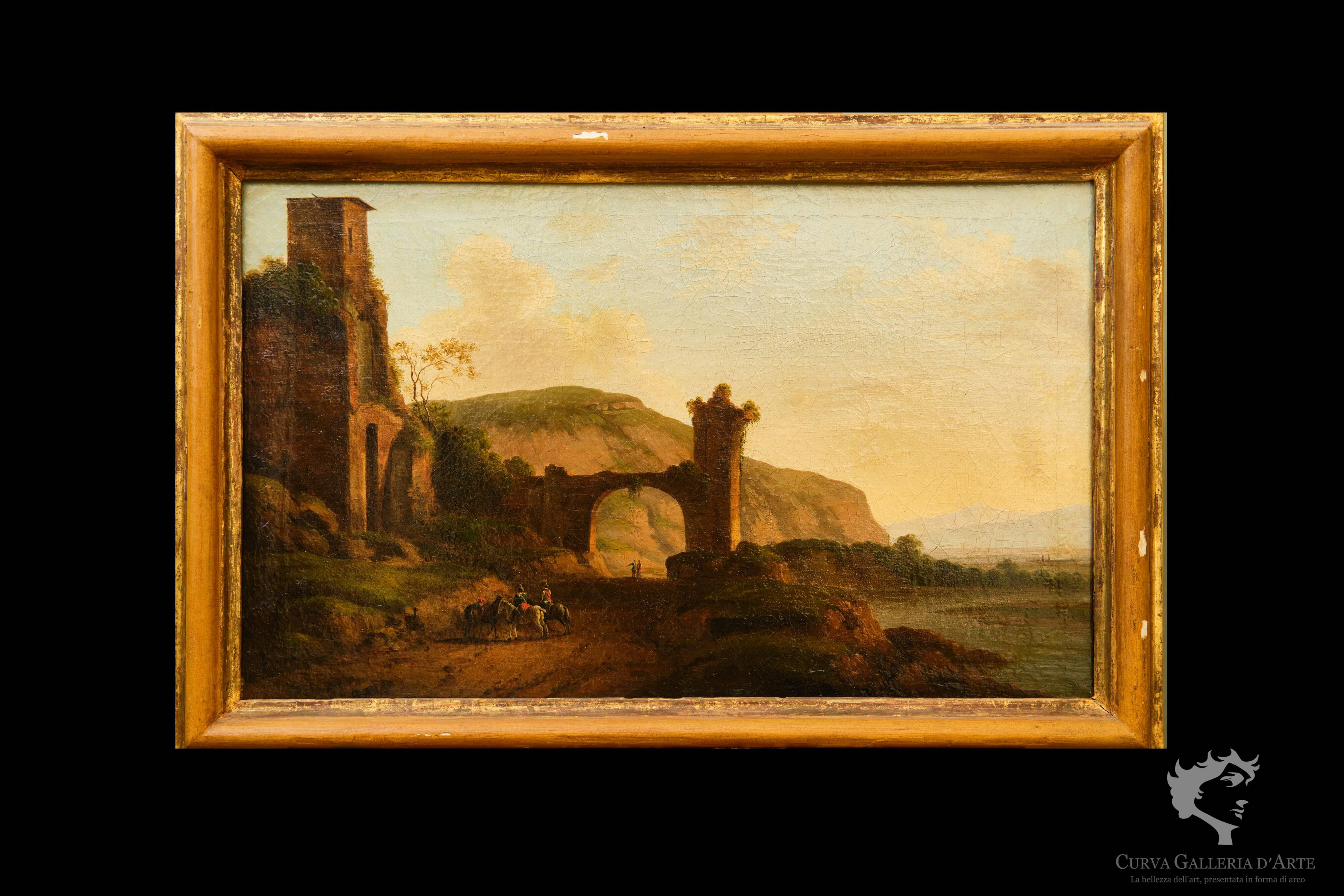 Paysage avec cavaliers, ÉCOLE ITALIENNE, XVIIIe SIÈCLE