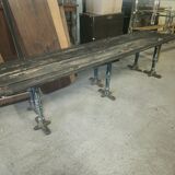 Ensemble table et bancs bois et fonte