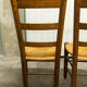 Lot de 4 chaises bois et paille 1950 chêne massif et assise paillée