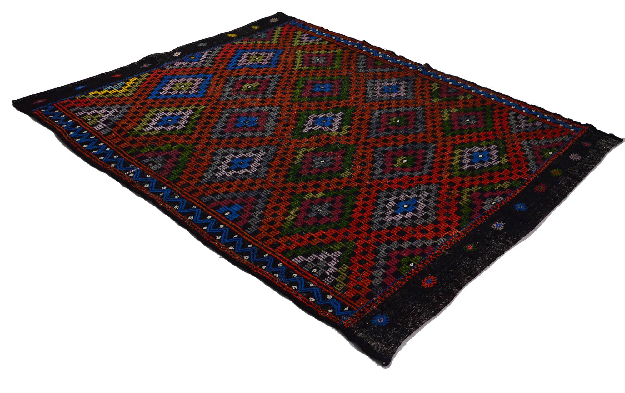 Turkish Kilim Yoruk Vintage 218x283 cm Geometric Multicoloured