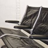 Charles Eames Black Leather 3-Seat Tandem Sling Airport Bench Herman Miller