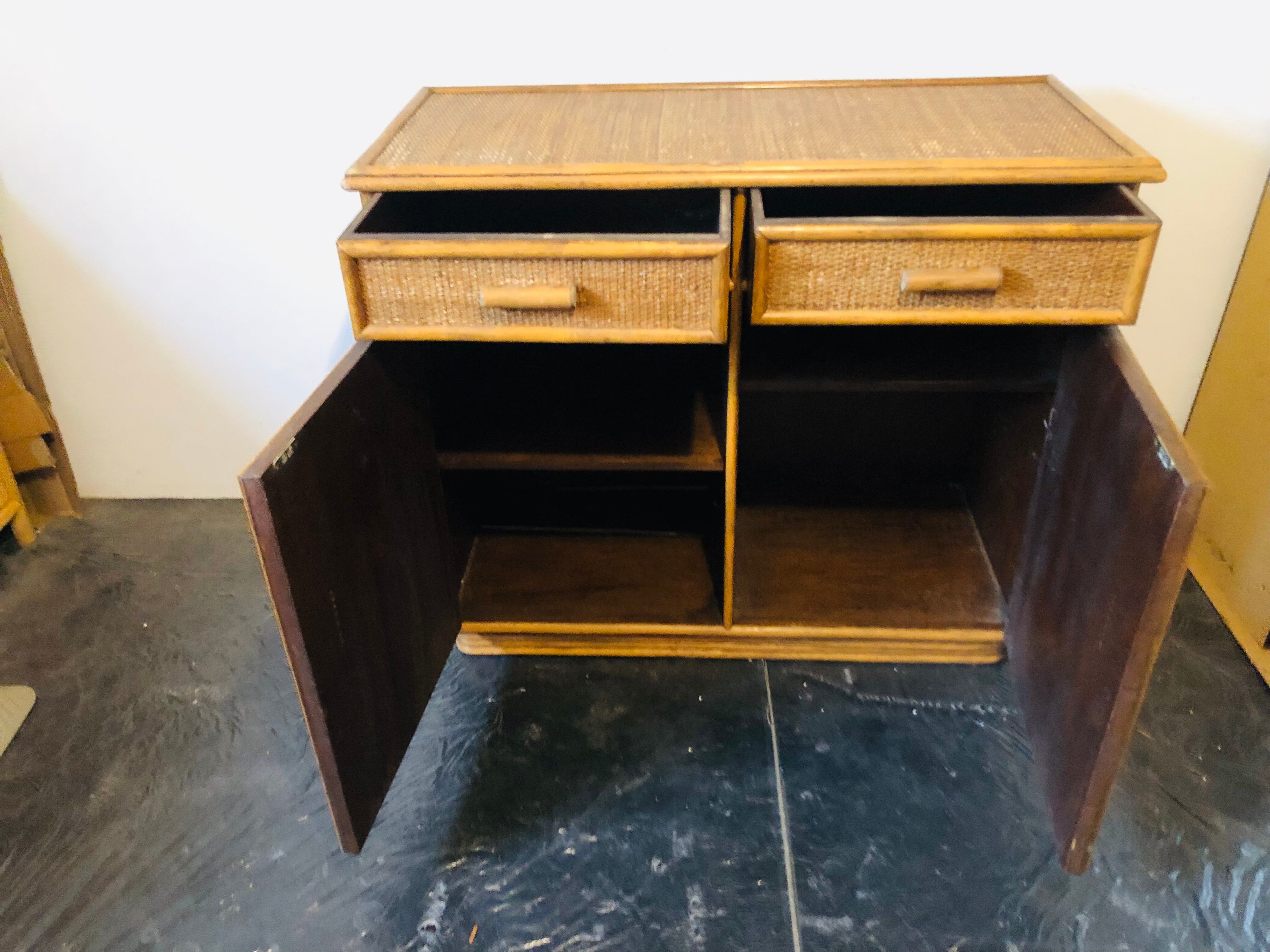 Woven rattan and bamboo buffet—Vivai del Sud, Italy circa 70s