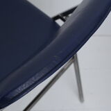 Chaise pliable skaï bleu pieds chromés