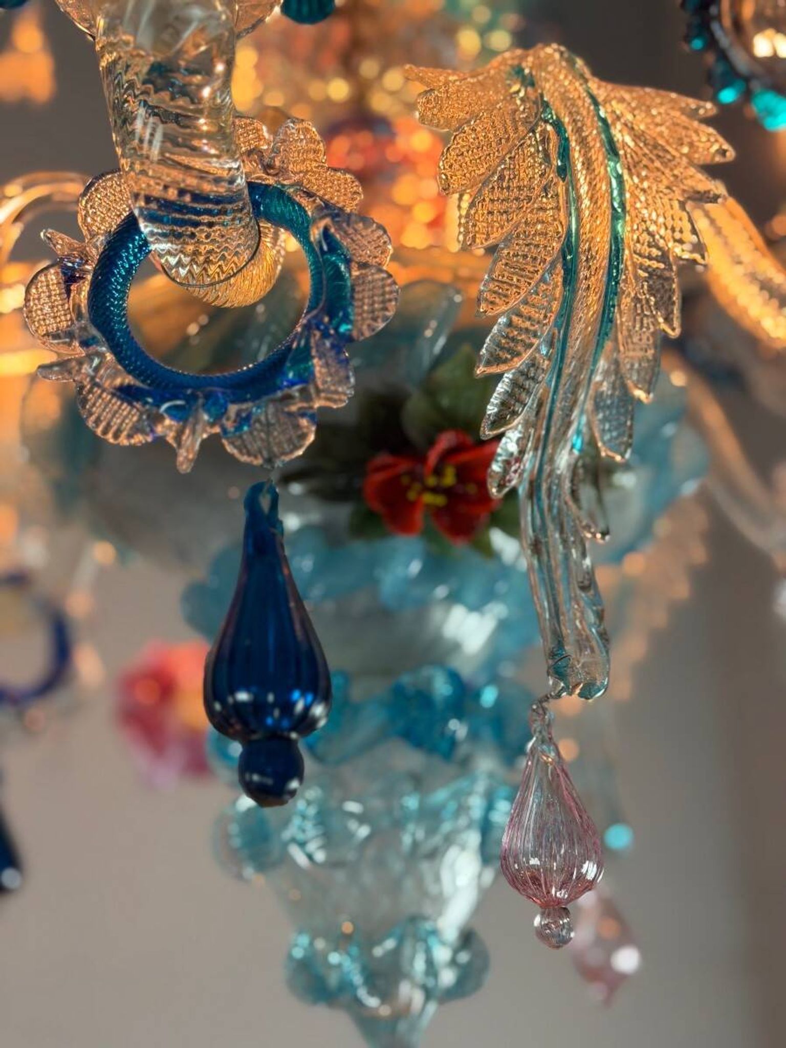 Lustre vénitien en verre de Murano multicolore, vers 1930