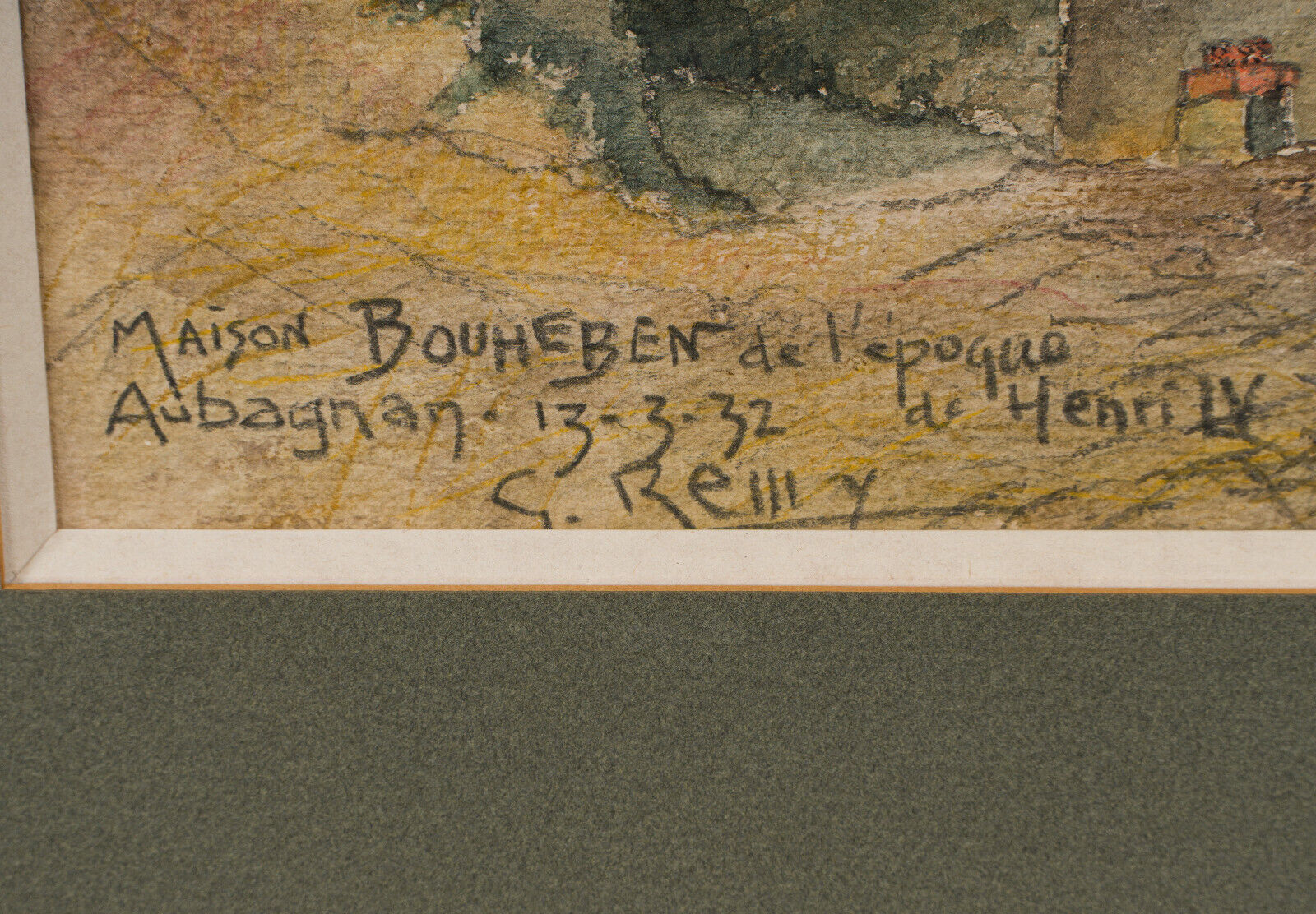 Watercolor on paper Maison Bouheben in Aubagnan by G. Rémy 1932