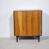 Mid-Century Solid Cherry Document LP Vinyl Cabinet, Unique Piece, 1960s