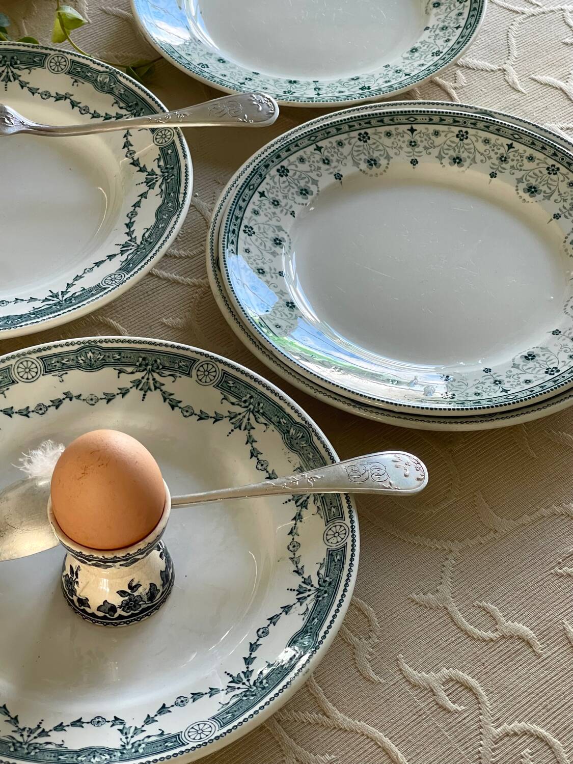 5 antique ironstone plates from Moulin des Loups.