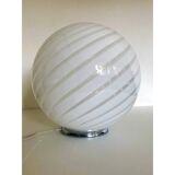 Contemporary murano spiral white murano glass table lamp