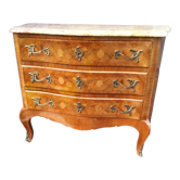 Commode marqueterie ancien plateau marbre style louis xv