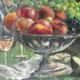 Painting, oil on canvas, still life, fruit cut