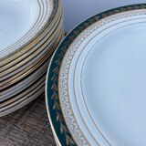 Plates for 14 people Céranord Saint Amand green and golden including hollows and plates