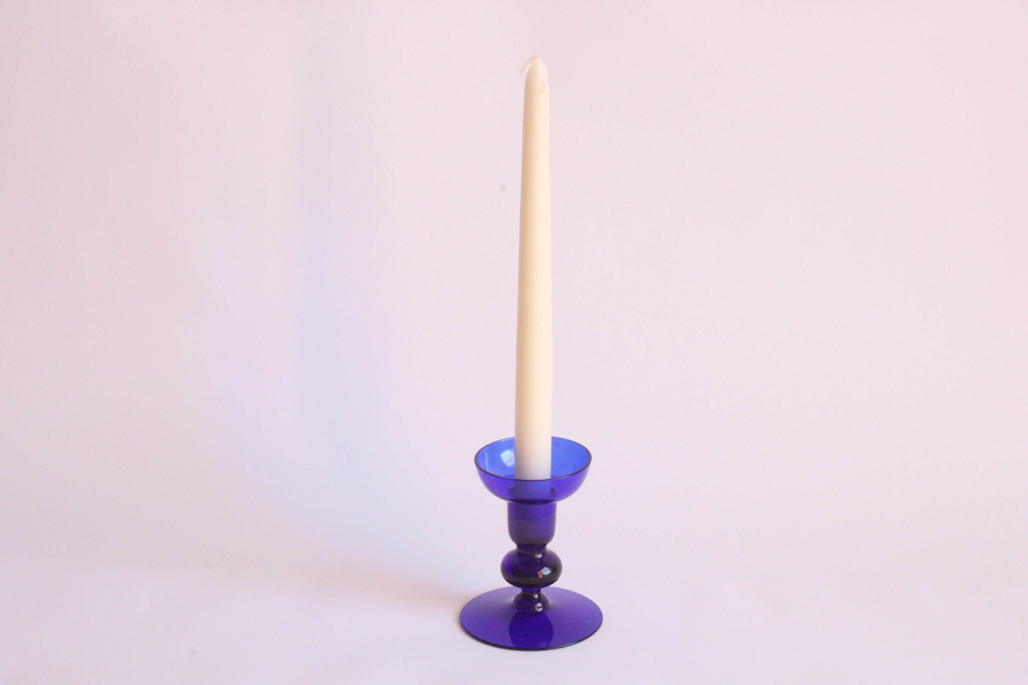 Cobalt blue scandinavian style candle stick, 1960s.
