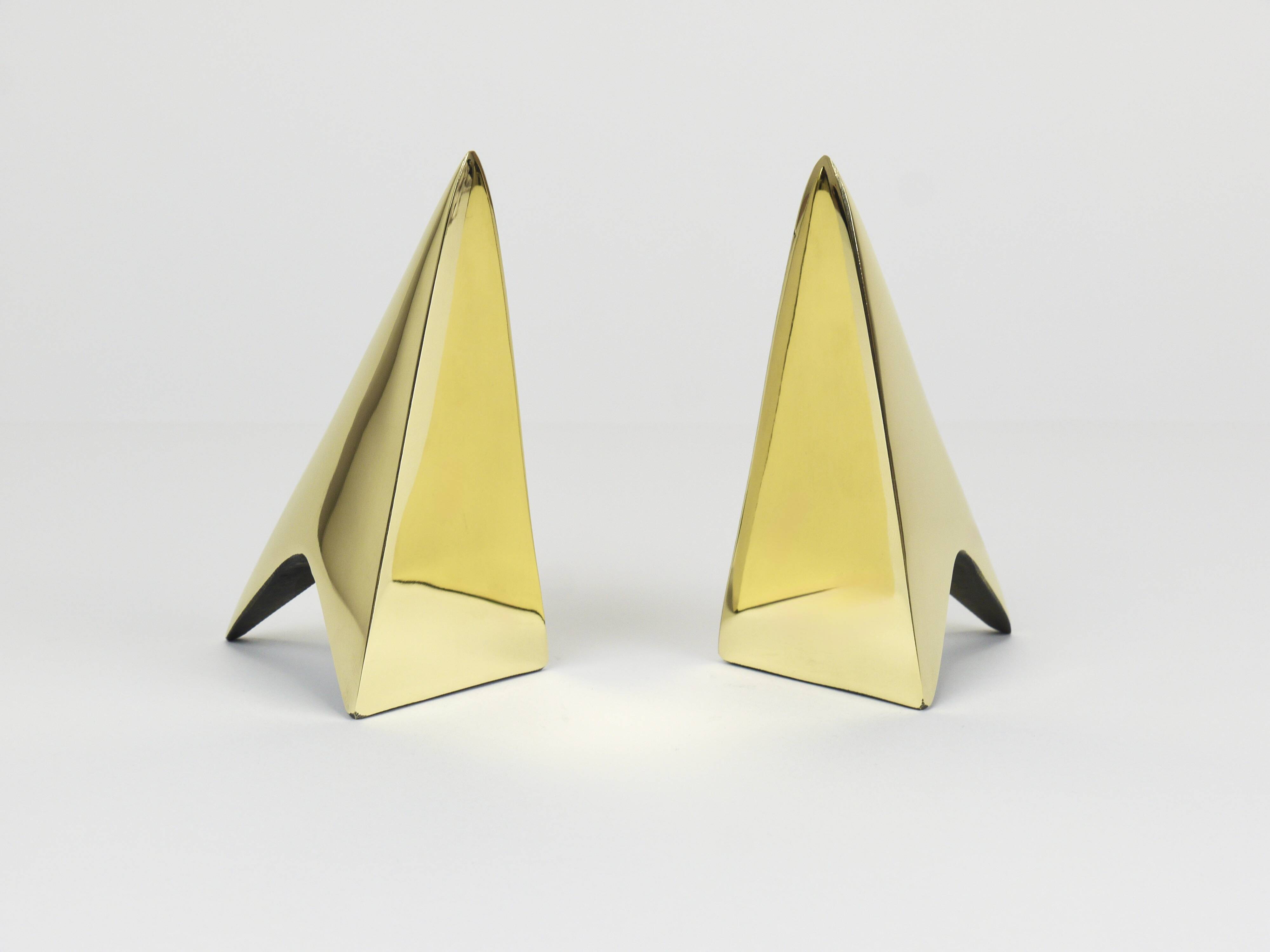 Pair Carl Auböck Minimalist Rocket Brass Bookends #3846, Vienna, Austria