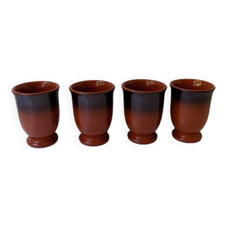 4 tasses en grès (10cm) vintage