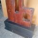 Brutalist Totem Sculpture, solid wood on base