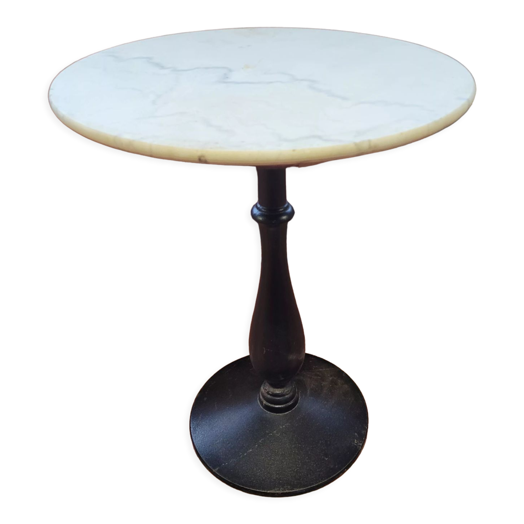 Gueridon bistro base cast iron marble top