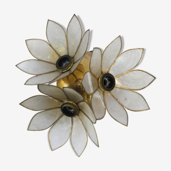 Sconce or cap brass gilded mother-of-pearl flowers