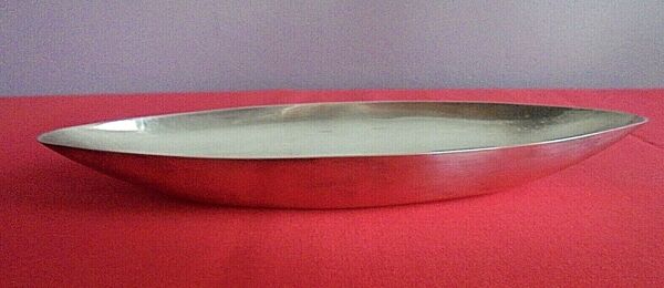 Plat de service long creux en métal argenté Christofle Gallia 36,5 cm x 12 cm
