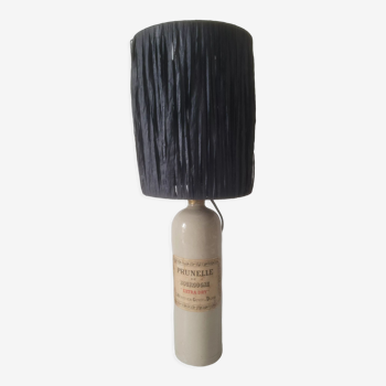 Lamp bottle in gres lampshade in black raffia