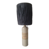 Lamp bottle in gres lampshade in black raffia