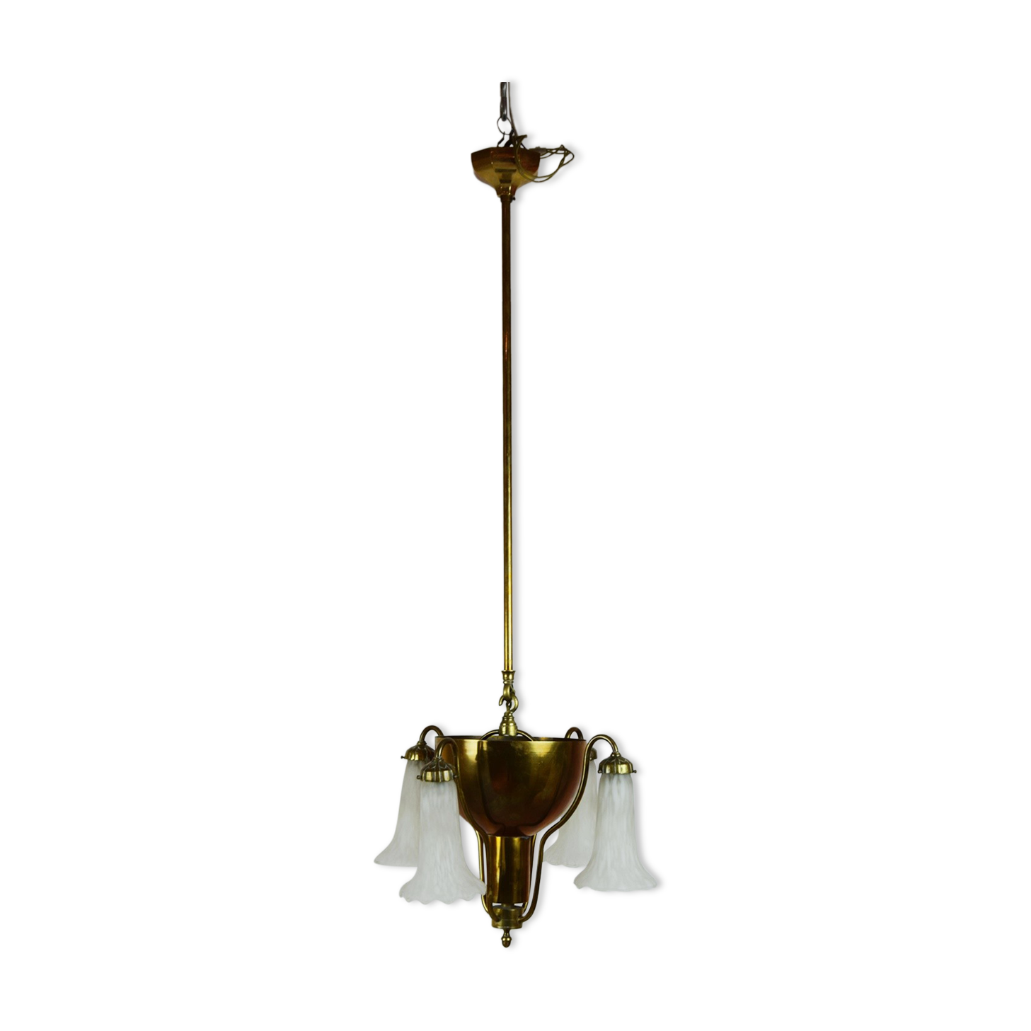 Brass suspension and art deco glass