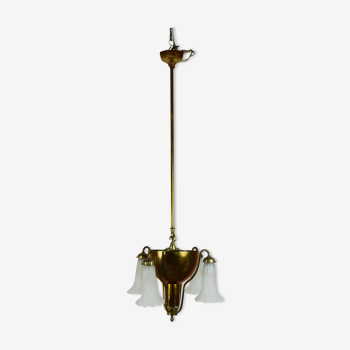 Brass suspension and art deco glass