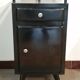 Black hospital/internment bedside table, all metal, compass legs, 1940s industrial.