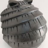 Zoomorphic ashtray armadillo black ceramic signed