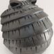 Zoomorphic ashtray armadillo black ceramic signed