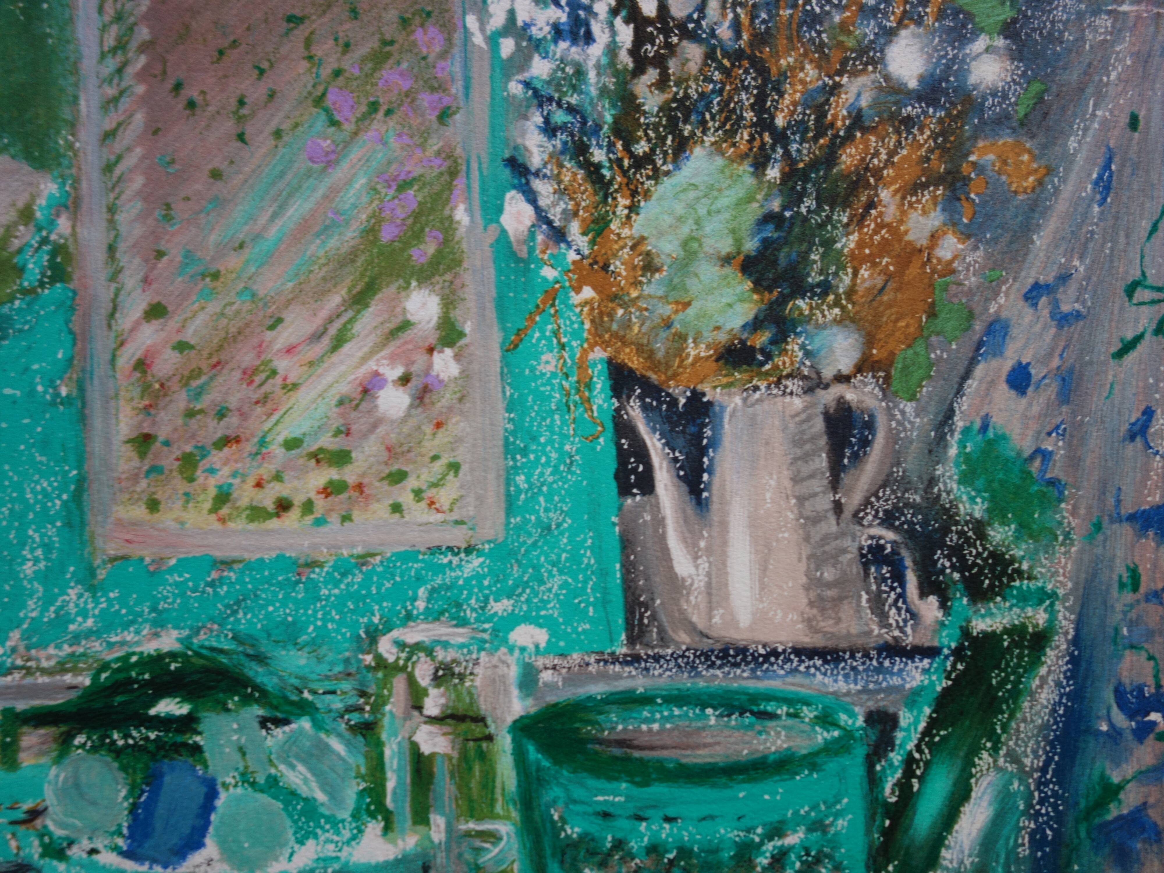 Yvonne Cheffer Delouis: Still life with hat, original signed lithograph