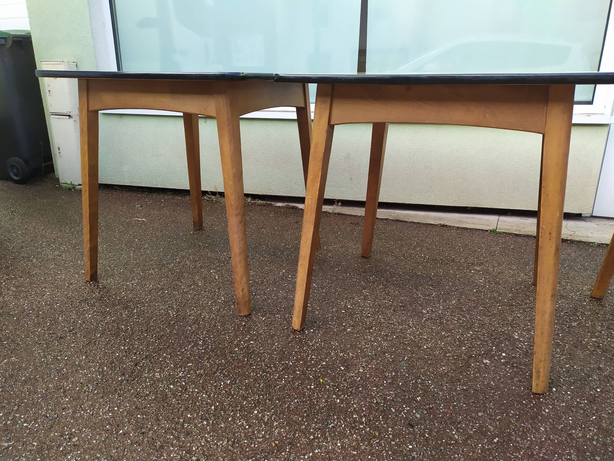 Lot of 3 Formica and Wood Bistro Tables - 1950 - 1960