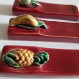 Suite of 6 dabbling knife holder fruits