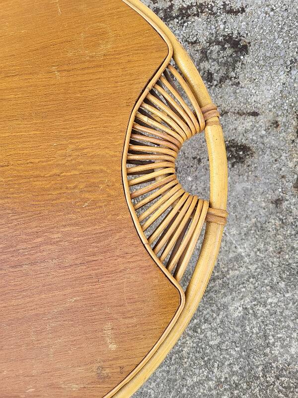 Round rattan coffee table 1960