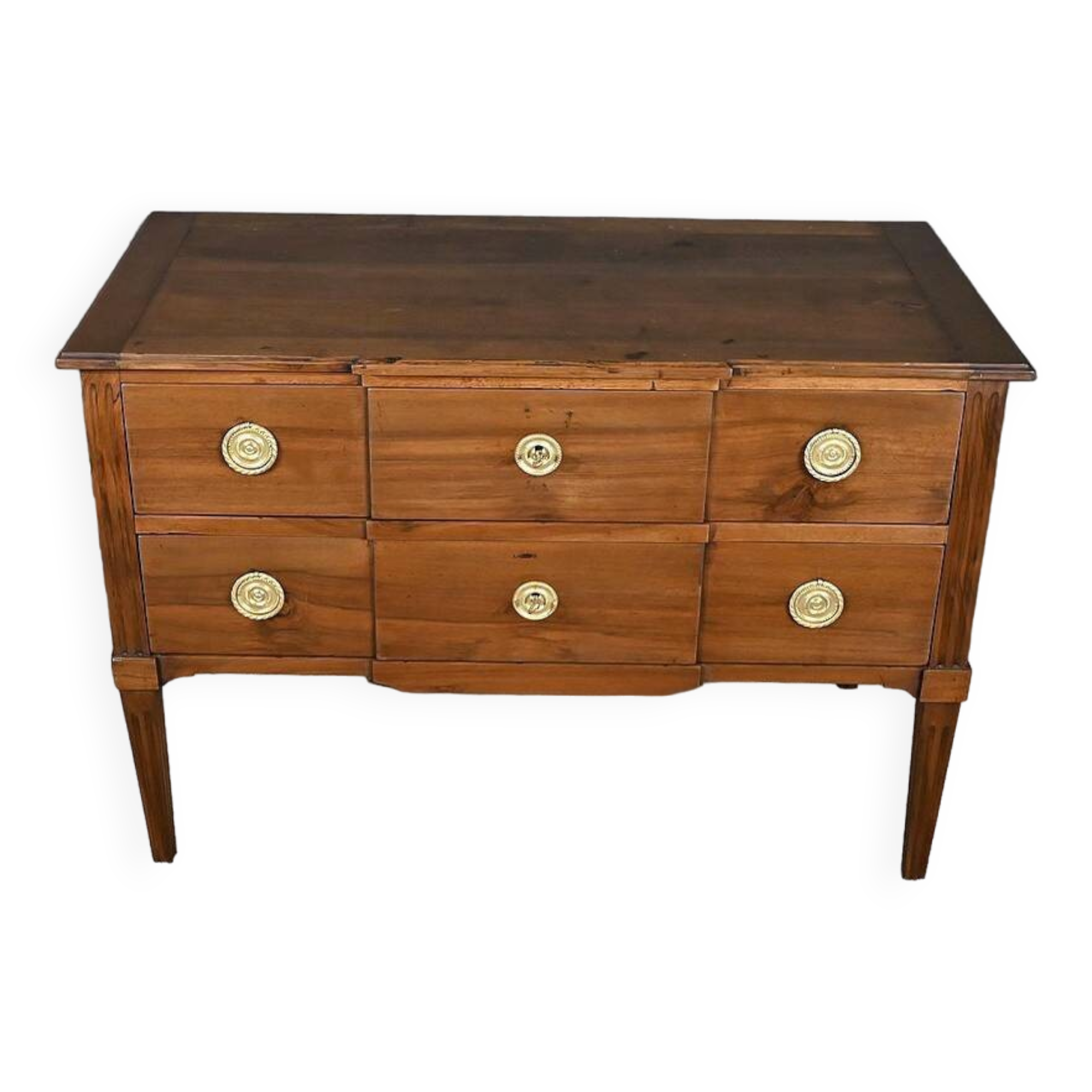 Sauteuse chest of drawers in walnut, Louis XVI period – Late 18th century
