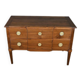 Sauteuse chest of drawers in walnut, Louis XVI period – Late 18th century