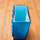 Mid-century German block glass bubble vase by Karl Friedrich Glass.