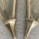 Pair of art deco metal and satin pressed glass sconces