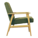 Vintage wood armchair boho green leaf oryginal from Mid century modern 1970 light wood chair salon