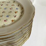 Service of 23 large flat porcelain plates SFP Société Française de Porcelaine