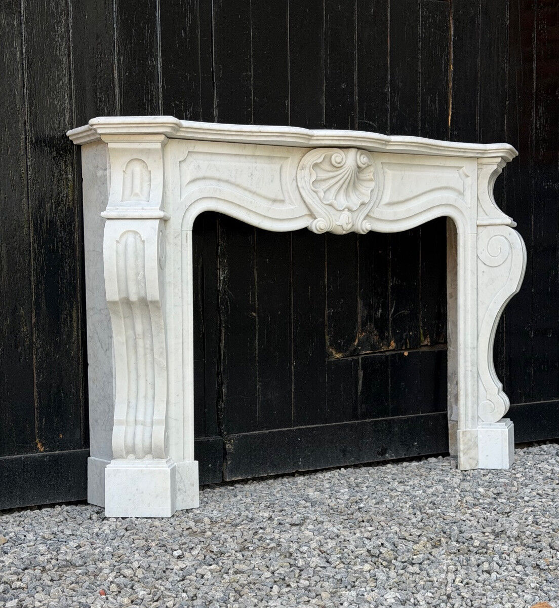 Napoleon III fireplace in white Carrara marble, circa 1880.