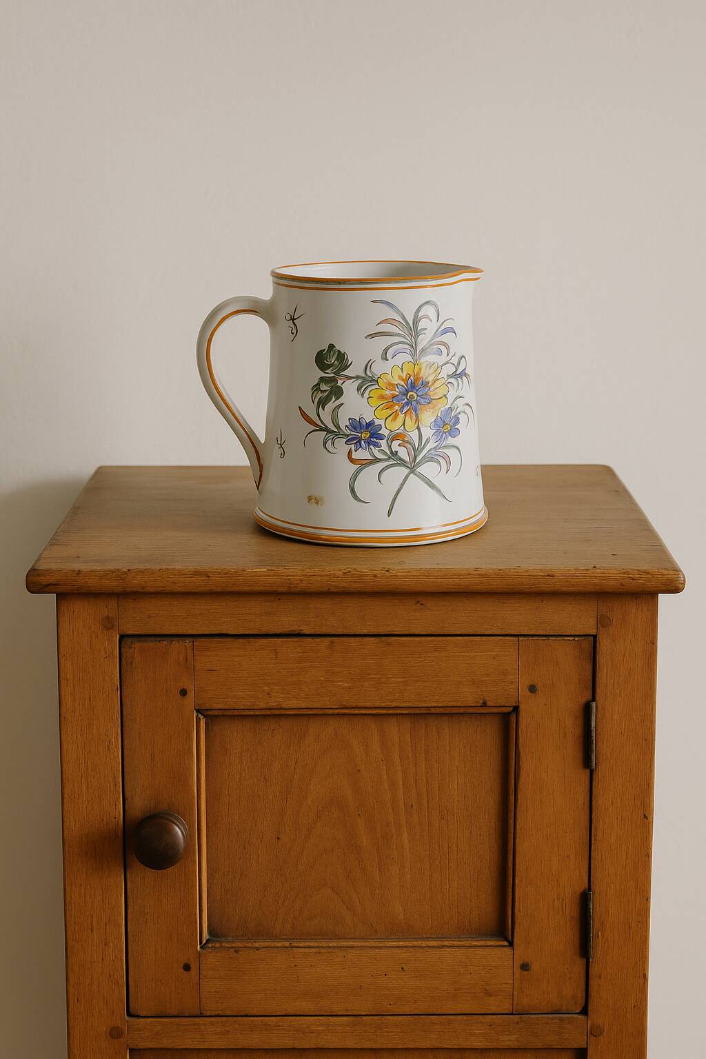 Pichet en faïence décorée – signé Duncan Marais