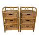 Pair of vintage rattan bedside tables from the 70s