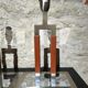 Paire de lampes de luxe bover modèle ema - cuir & laiton nickelé