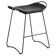 Contemporary bar stool in smoked black steel and black leather.